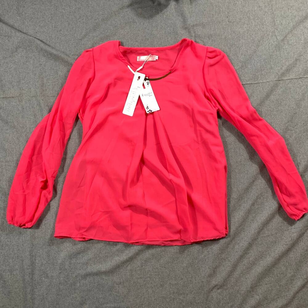 Pink Long Sleeve Shirt Women Size XXL Casual Blouse Top Ladies